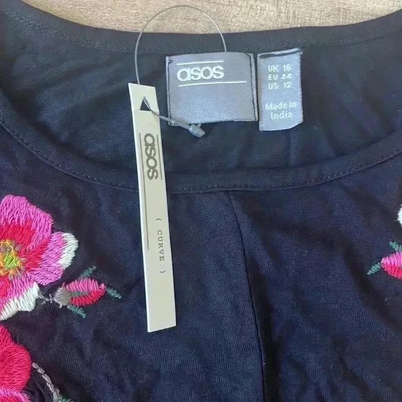 ASOS Curve Black Floral Embroidered Dress - Picture 9 of 12